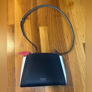 Kate Spade Sydney Double Zip Navy and White Crossbody Bag NWT